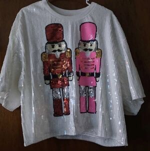 Simply Southern White and Pink Nutcracker Crop Top